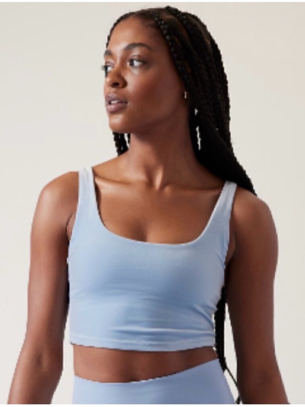 NEW Athleta Small Blue Velvet Cut Out Crop A-C cup sports bra crop top